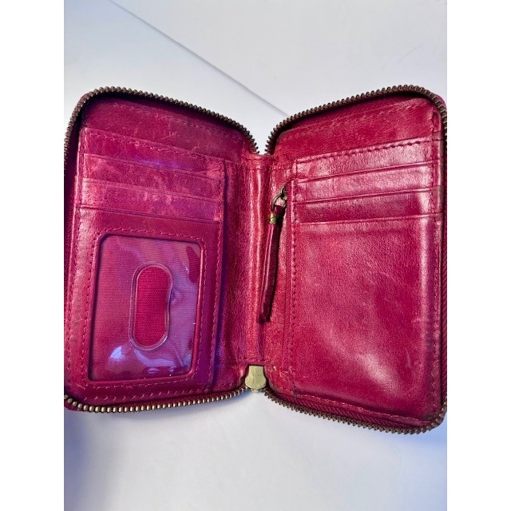 Elliott Lucca Red Woven Leather Zip Around Wallet Phone Pocket Boho‎ Clutch - Picture 6 of 6